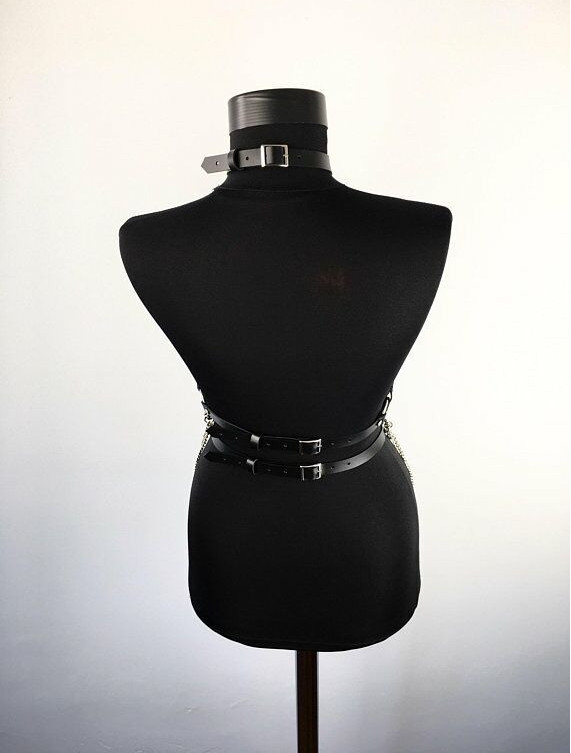 Leather belt chain harness costumes accessories