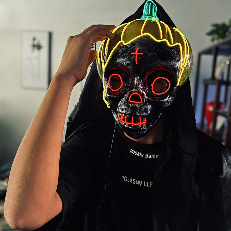Glowing Skull Pumpkin Mask LED